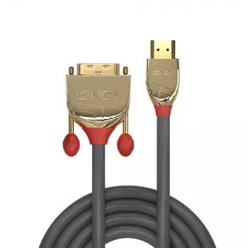 Lindy cable HDMI a DVI-D de 5 m, Gold Line, 5 m, HDMI Type-A (estándar), DVI-D, conector macho, conector macho, oro