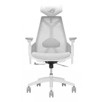 Silla gaming para PC Asus ROG Destrier Ergo Core White — asiento de malla, carga máxima 136 kg, ancho 720 mm, profundidad 840 mm, altura 129–137,5 cm