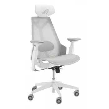 Silla gaming para PC Asus ROG Destrier Ergo Core White — asiento de malla, carga máxima 136 kg, ancho 720 mm, profundidad 840 mm, altura 129–137,5 cm
