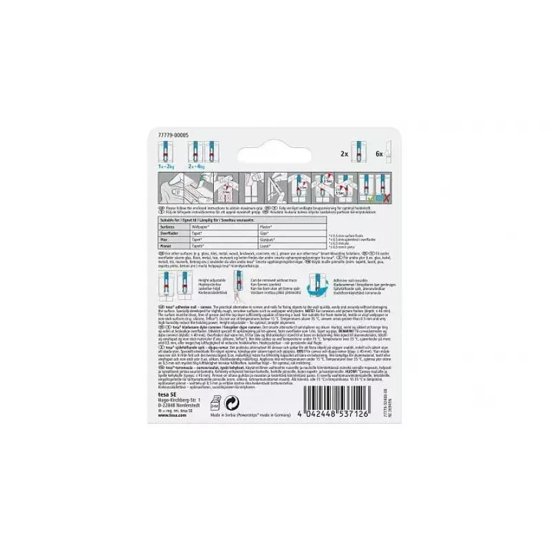 Gancho multiusos TESA 77779 Indoor azul blanco 2 uds.