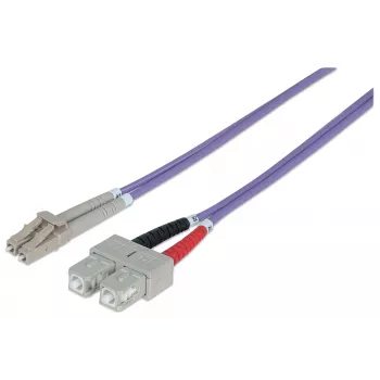 Intellinet cable de red de fibra óptica, OM4, LC/SC, 3 m, violeta, dúplex, multimodo, 50/125 µm, LSZH, fibra óptica, garantía de por vida
