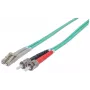 Cable de fibra óptica patch Intellinet, OM3, ST/LC, 1 m, aqua, dúplex, multimodo, 50/125 µm, LSZH, fibra óptica, garantía de por vida