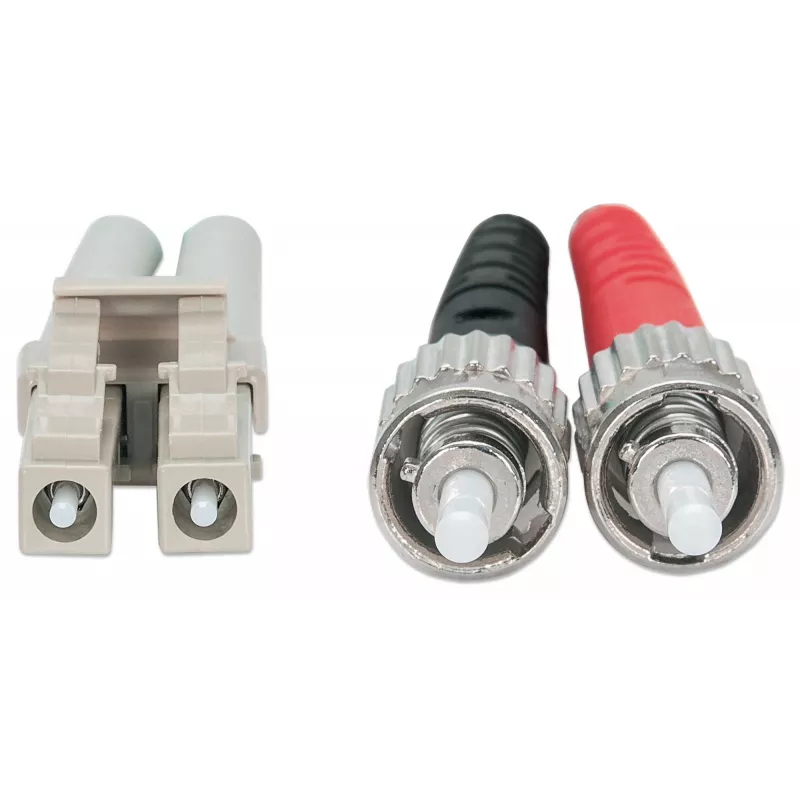 Cable de fibra óptica patch Intellinet, OM3, ST/LC, 1 m, aqua, dúplex, multimodo, 50/125 µm, LSZH, fibra óptica, garantía de por vida