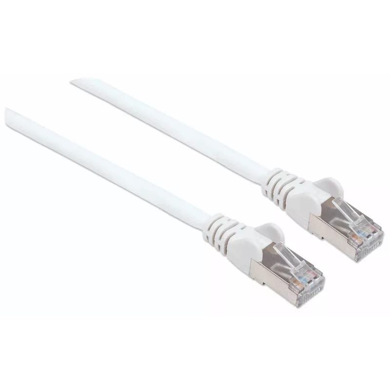 Cable de red patch Intellinet, cable Cat7/conector Cat6A, 1,5 m, blanco, cobre, S/FTP, LSOH/LSZH, PVC, RJ45, contactos dorados, sin lengüeta, con alivio de tracción, garantía de por vida