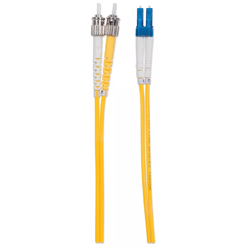 Cable de fibra óptica patch Intellinet, OS2, LC/ST, 2 m, amarillo, dúplex, monomodo, 9/125 µm, LSZH, fibra, garantía de por vida