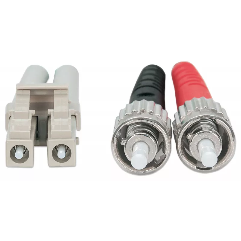 Cable de fibra óptica patch Intellinet, OM3, ST/LC, 5 m, aqua, dúplex, multimodo, 50/125 µm, LSZH, fibra, garantía de por vida