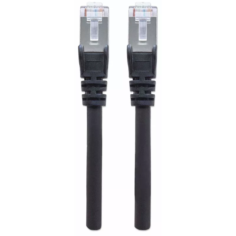 Cable de red patch Intellinet, cable Cat7/conector Cat6A, 3 m, negro, cobre, S/FTP, LSOH/LSZH, PVC, RJ45, contactos bañados en oro, sin lengüeta, con protección antiacodamiento, garantía de por vida