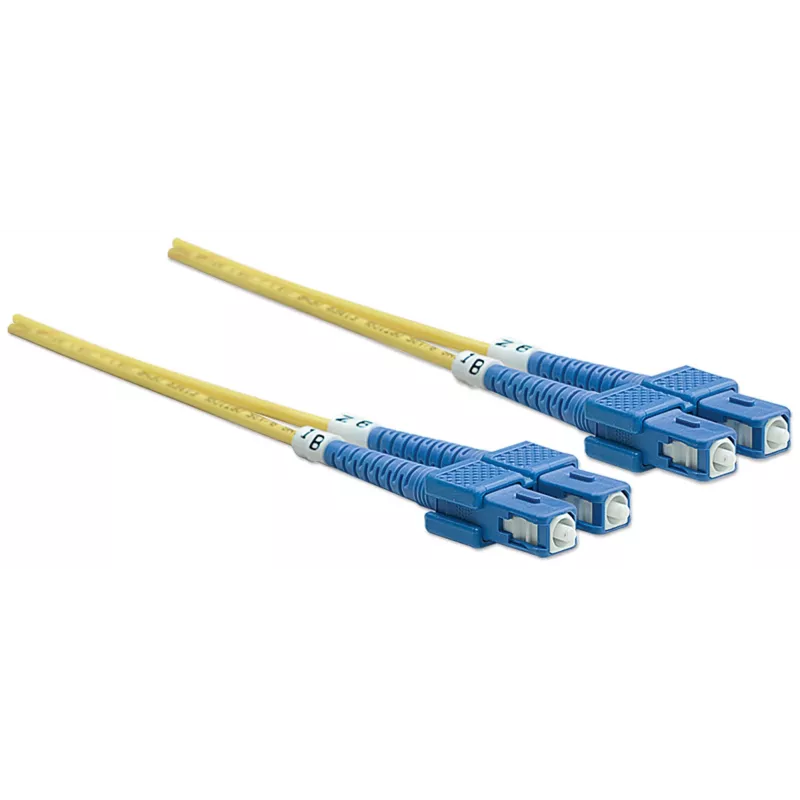Cable de fibra óptica patch Intellinet, OS2, SC/SC, 5 m, amarillo, dúplex, monomodo, 9/125 µm, LSZH, fibra óptica, garantía de por vida