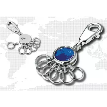 Llavero TROIKA AROUND THE WORLD azul plateado metal 25x90x9mm