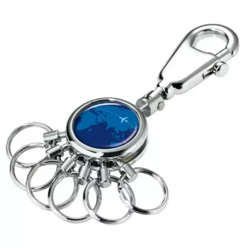 Llavero TROIKA AROUND THE WORLD azul plateado metal 25x90x9mm