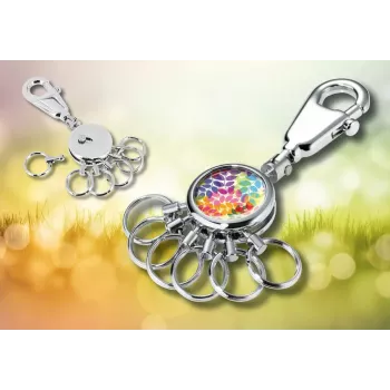 Llavero TROIKA COLOURFUL LEAVES multicolor plateado metal