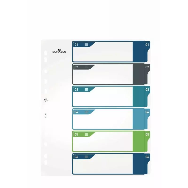 Índice de pestañas en blanco Durable 679427 polipropileno multicolor 30,5x24,5 cm