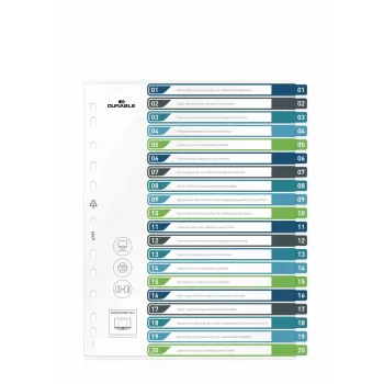 Separadores en blanco Durable 679727 multicolor polipropileno 245 x 305 mm