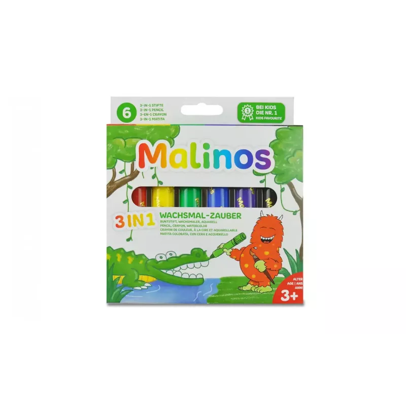 Cera Malinos 301036 6 uds. Multicolor Negro Azul Verde Rojo Violeta Amarillo
