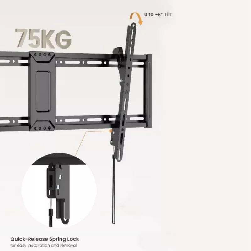 Soporte de pared para TV EQUIP 43 pulgadas–95 pulgadas inclinación perfil bajo para televisores de 75 kg, VESA 200x200–800x400, inclinación 0–8°, distancia a la pared 4,2 cm, negro