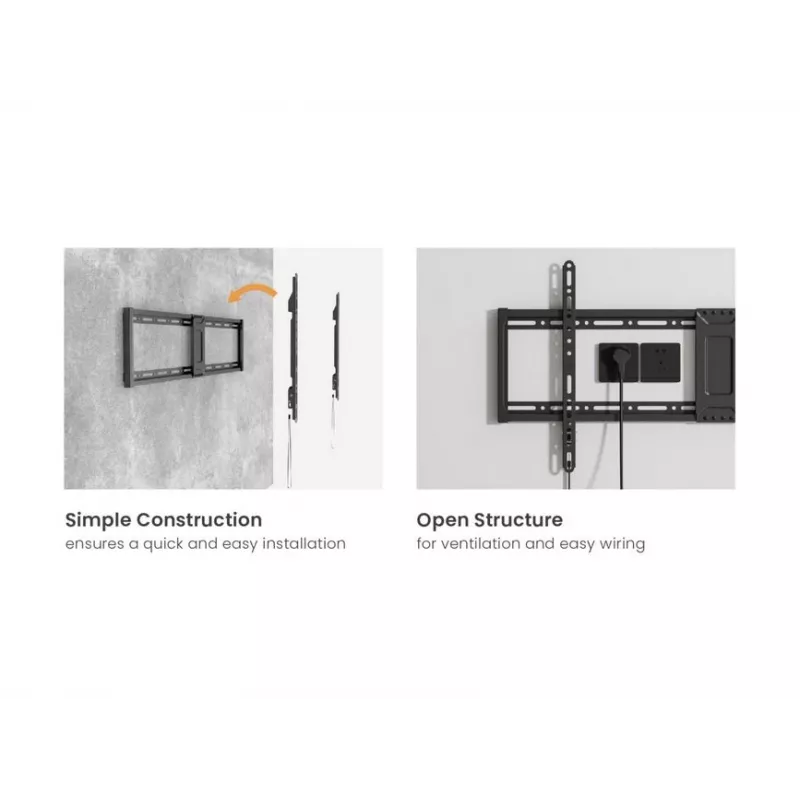 Soporte de pared para TV EQUIP 43 pulgadas–95 pulgadas inclinación perfil bajo para televisores de 75 kg, VESA 200x200–800x400, inclinación 0–8°, distancia a la pared 4,2 cm, negro