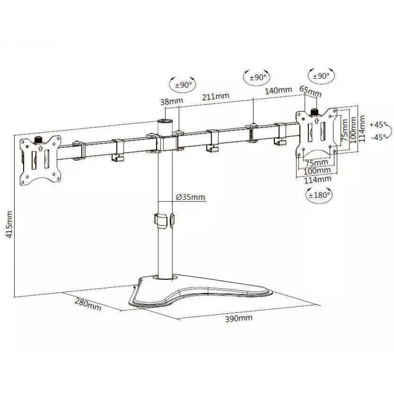 Pie de mesa para doble monitor Equip 17 pulgadas-32 pulgadas Economy