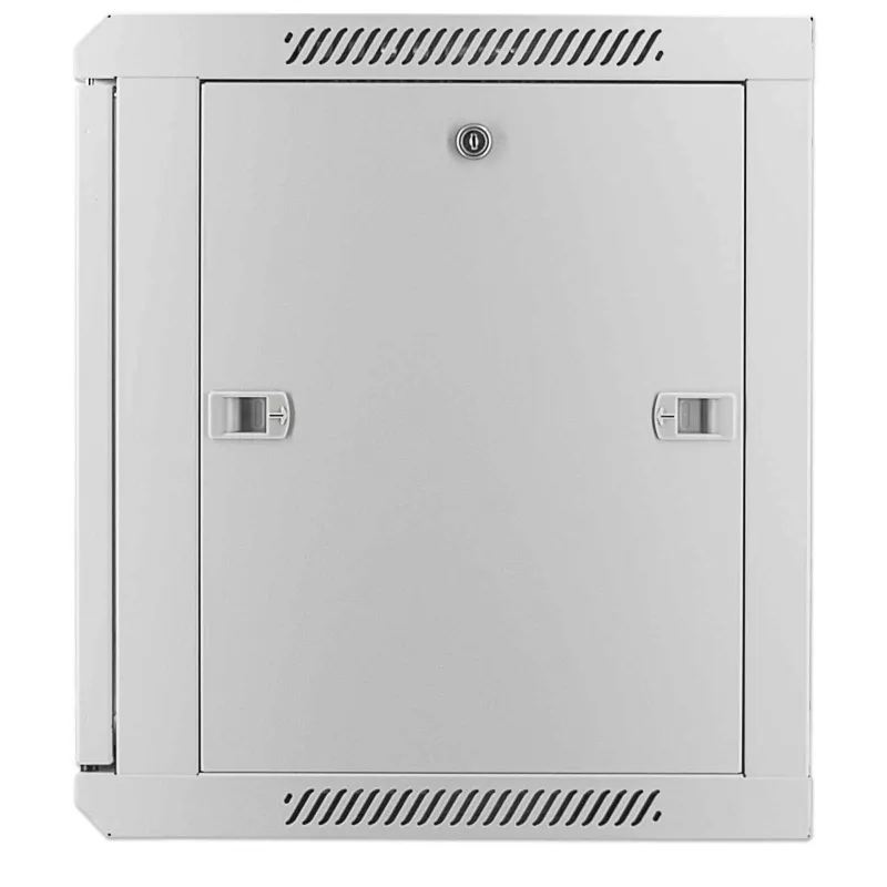 Armario de red Intellinet 19 inch - montaje en pared (estándar), 9HE, 450 mm de profundidad, gris, montado, máx. 60 kg, también apto para colocación sobre mesa o suelo, profundidad útil 350 mm, puerta de metal y cristal, panel trasero, laterales desmontables, piezas para montaje en pared (p. ej. tornillos/tacos) no incluidas