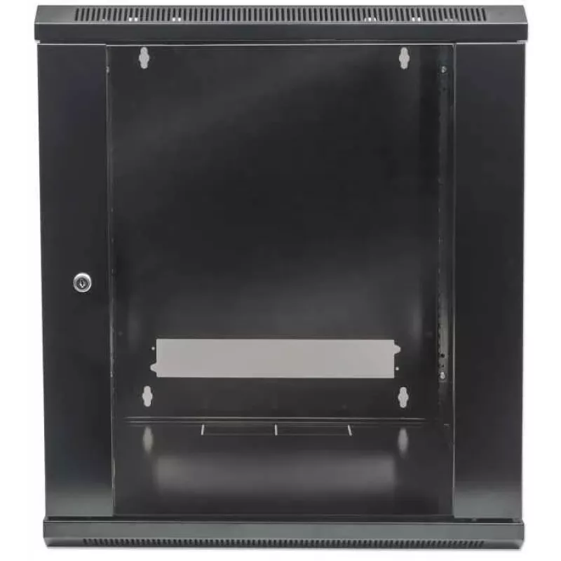 Armario de red Intellinet 19 inch - montaje en pared (estándar), 15HE, 600 mm de profundidad, negro, desmontado, máx. 60 kg, puerta de metal y cristal, panel trasero, laterales desmontables, también apto para colocación sobre mesa o suelo, profundidad útil 410 mm, piezas de montaje en pared no incluidas