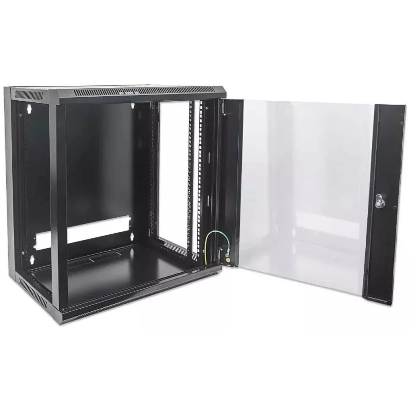 Armario de red Intellinet 19 inch - montaje en pared (estándar), 15HE, 600 mm de profundidad, negro, desmontado, máx. 60 kg, puerta de metal y cristal, panel trasero, laterales desmontables, también apto para colocación sobre mesa o suelo, profundidad útil 410 mm, piezas de montaje en pared no incluidas