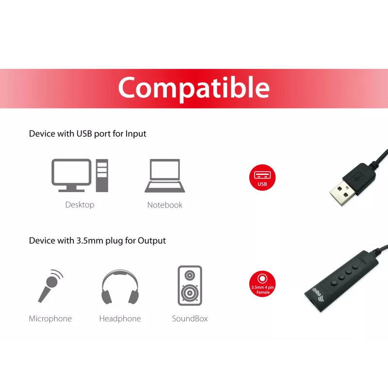 Adaptador de control Equip adaptador de cable de audio USB 245321