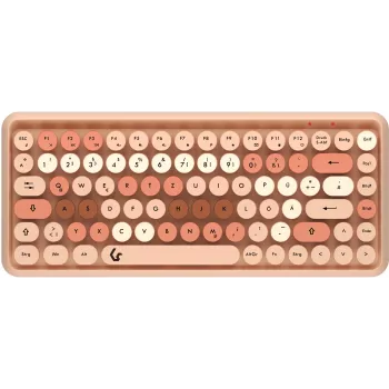 KeySonic KSKM-5200M-RF (DE) Teclado Ratón incluido Oficina RF Wireless QWERTZ Alemán Beige, Marrón, Rosa