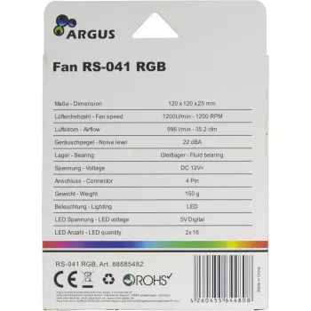 Ventilador Inter-Tech RS-041 RGB 12 cm negro