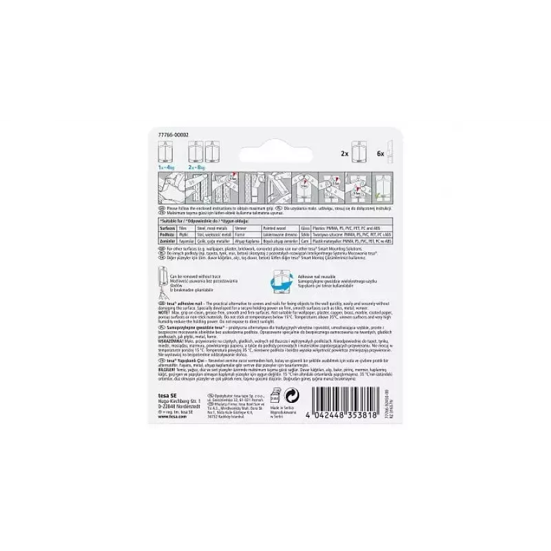 Gancho universal TESA 77766 Interior Blanco 2 uds.