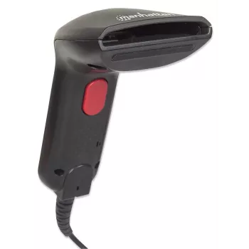 Manhattan Lector de códigos de barras de mano Contact CCD, USB, ancho de escaneo 60 mm, cable 152 cm, luz ambiental máx. 5.000 lux (luz solar), Negro, tres años de garantía