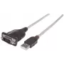Manhattan Cable convertidor USB-A a serie, 1,8 m, conector macho a conector macho, Serie/RS232/COM/DB9, chip Prolific PL-2303RA-C, cable negro/plateado, tres años de garantía
