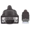 Manhattan Cable convertidor USB-A a serie, 1,8 m, conector macho a conector macho, Serie/RS232/COM/DB9, chip Prolific PL-2303RA-C, cable negro/plateado, tres años de garantía