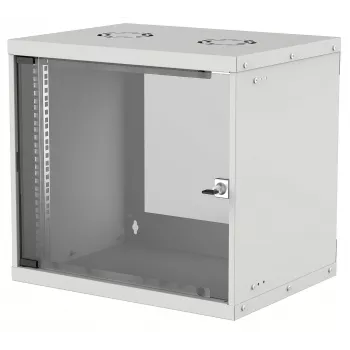Intellinet Rack de red de 19 pulgadas para montaje en pared (Basic), 9U, 560 mm de profundidad, gris, Flatpack, máx. 50 kg, profundidad útil 500 mm, puerta de cristal, rack de 19 pulgadas, piezas para la instalación en pared (p. ej. tornillos y tacos) no incluidas