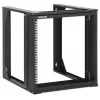 Intellinet armario de red de montaje en pared open-frame de 19 pulgadas, 9HE, marco giratorio con puerta frontal abatible, embalaje plano, 2 postes, 450 mm de profundidad, negro RAL 9004