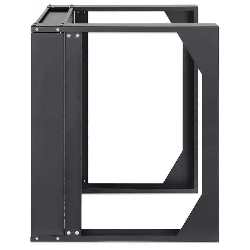 Intellinet armario de red de montaje en pared open-frame de 19 pulgadas, 9HE, marco giratorio con puerta frontal abatible, embalaje plano, 2 postes, 450 mm de profundidad, negro RAL 9004