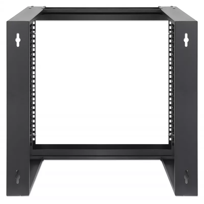 Intellinet armario de red de montaje en pared open-frame de 19 pulgadas, 9HE, marco giratorio con puerta frontal abatible, embalaje plano, 2 postes, 450 mm de profundidad, negro RAL 9004