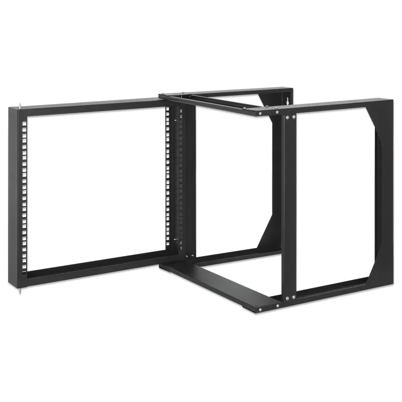 Intellinet armario de red de montaje en pared open-frame de 19 pulgadas, 9HE, marco giratorio con puerta frontal abatible, embalaje plano, 2 postes, 450 mm de profundidad, negro RAL 9004