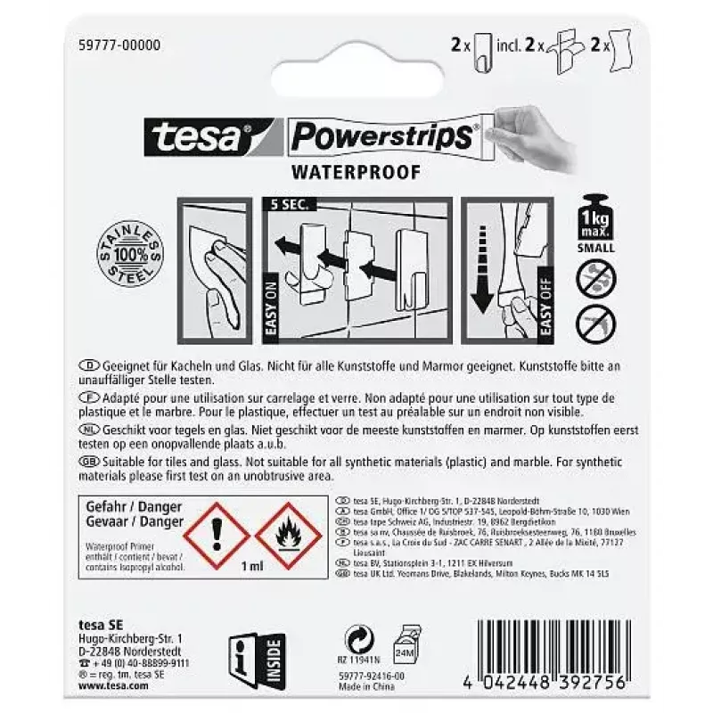 Gancho para toallas TESA 59777-00000 Metallic Indoor 2 uds.