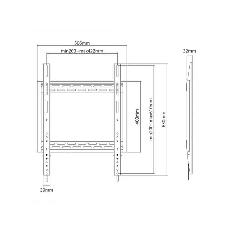 Soporte de pared MULTIBRACKETS M Universal HD Portrait para pantallas de 60 a 100 pulgadas, VESA 200x200–400x600, carga 100 kg, negro