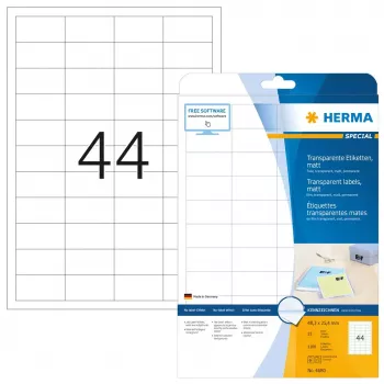 Etiquetas autoadhesivas para impresora HERMA Labels transparente mate A4 48,3x25,4 mm film 1100 unidades