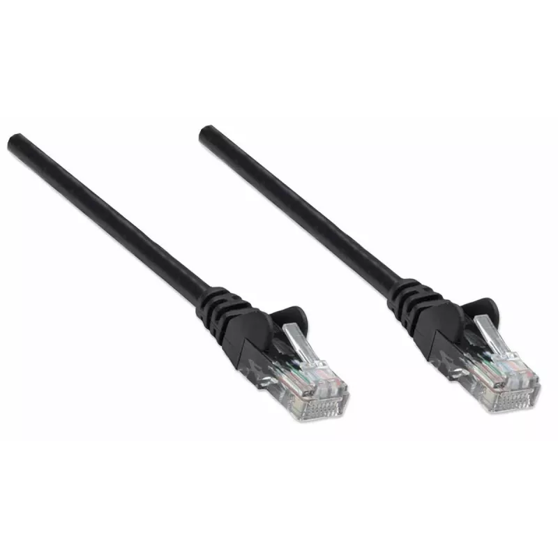 Cable de red Intellinet, Cat5e, 10 m, negro, CCA, U/UTP, PVC, RJ45, contactos dorados, protección antiacodamiento, alivio de tensión, garantía de por vida