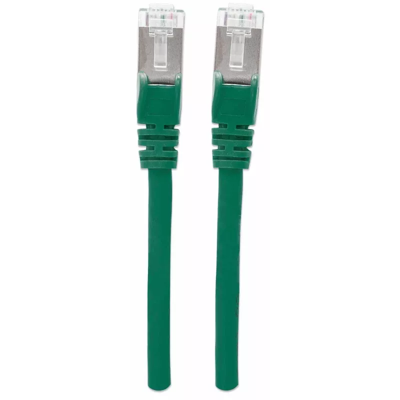 Cable de red patch Intellinet, cable Cat7/conector Cat6A, 2 m, verde, cobre, S/FTP, LSOH/LSZH, PVC, RJ45, contactos dorados, sin lengüeta, protegido, garantía de por vida