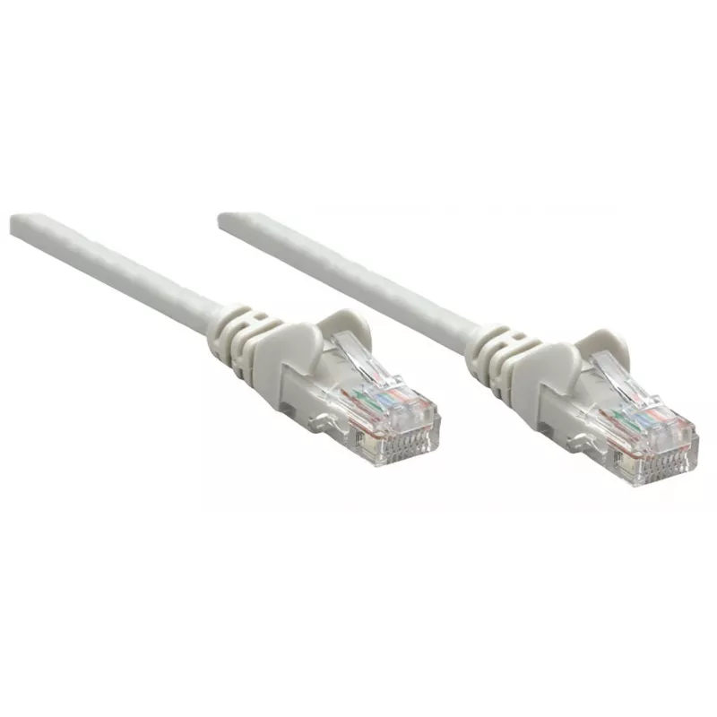 Cable de red patch Intellinet, Cat6A, 20 m, gris, cobre, S/FTP, LSOH/LSZH, PVC, RJ45, contactos dorados, protección de lengüeta, moldeado, garantía de por vida