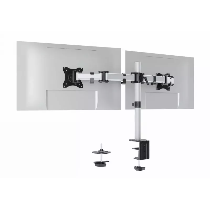 Durable SELECT Soporte para monitor 509523 para 2 monitores, montaje en escritorio, plata