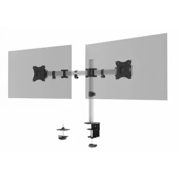 Durable SELECT Soporte para monitor 509523 para 2 monitores, montaje en escritorio, plata