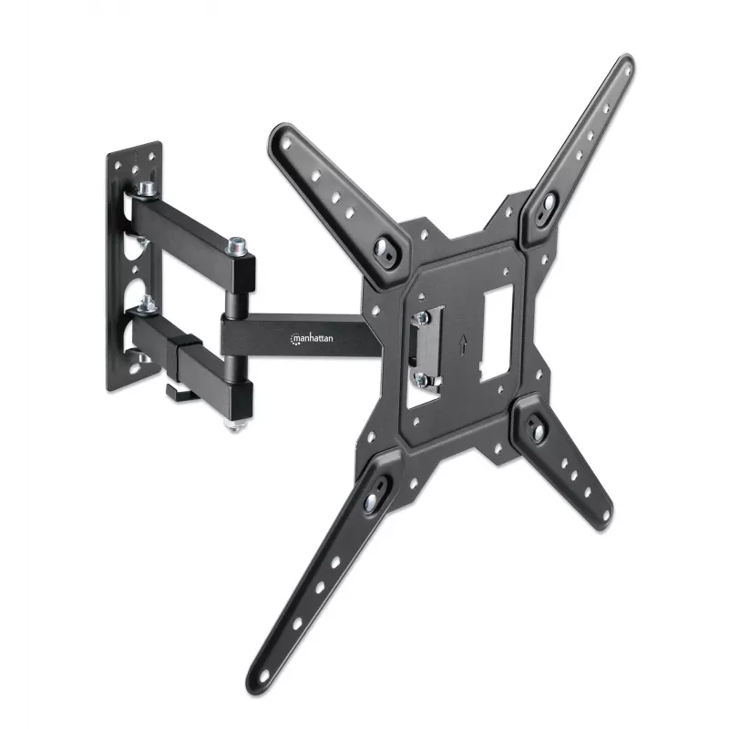 Soporte de pared Manhattan para TV y monitores (movimiento completo), para pantallas de 32 inch a 55 inch, compatibilidad VESA: cualquier medida entre 100x100 mm y 400x400 mm – comprueba las dimensiones de los cuatro orificios de montaje en la parte trasera de la pantalla para asegurarte de que encaja, máx. 30 kg, negro, soporte