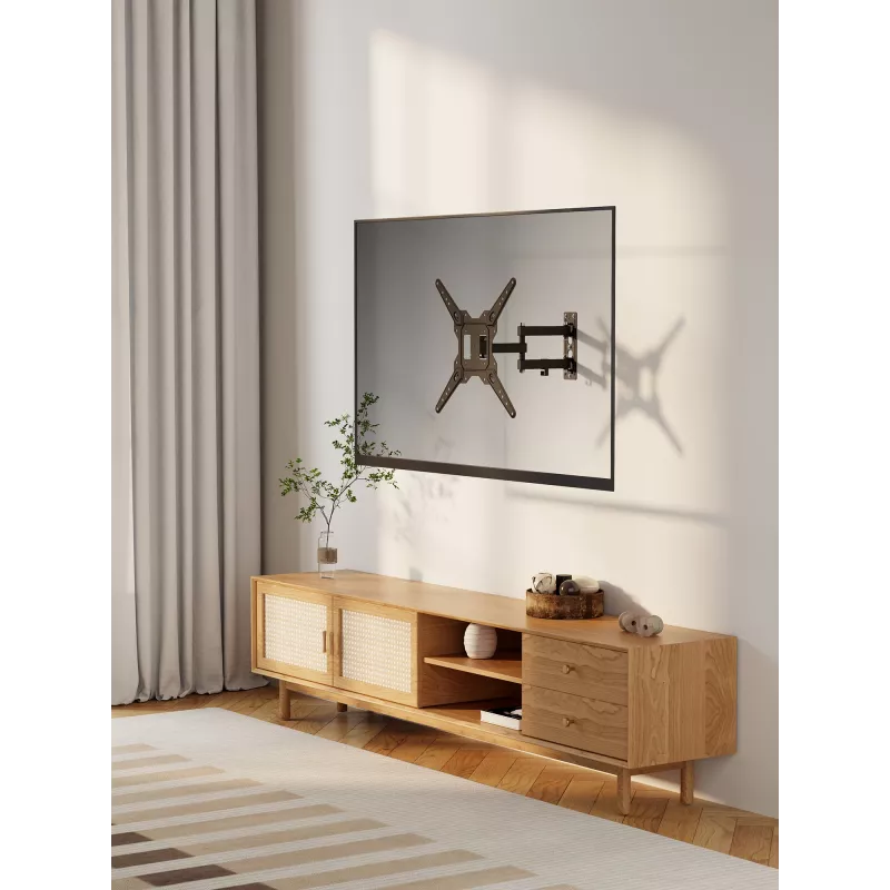 Soporte de pared Manhattan para TV y monitores (movimiento completo), para pantallas de 32 inch a 55 inch, compatibilidad VESA: cualquier medida entre 100x100 mm y 400x400 mm – comprueba las dimensiones de los cuatro orificios de montaje en la parte trasera de la pantalla para asegurarte de que encaja, máx. 30 kg, negro, soporte
