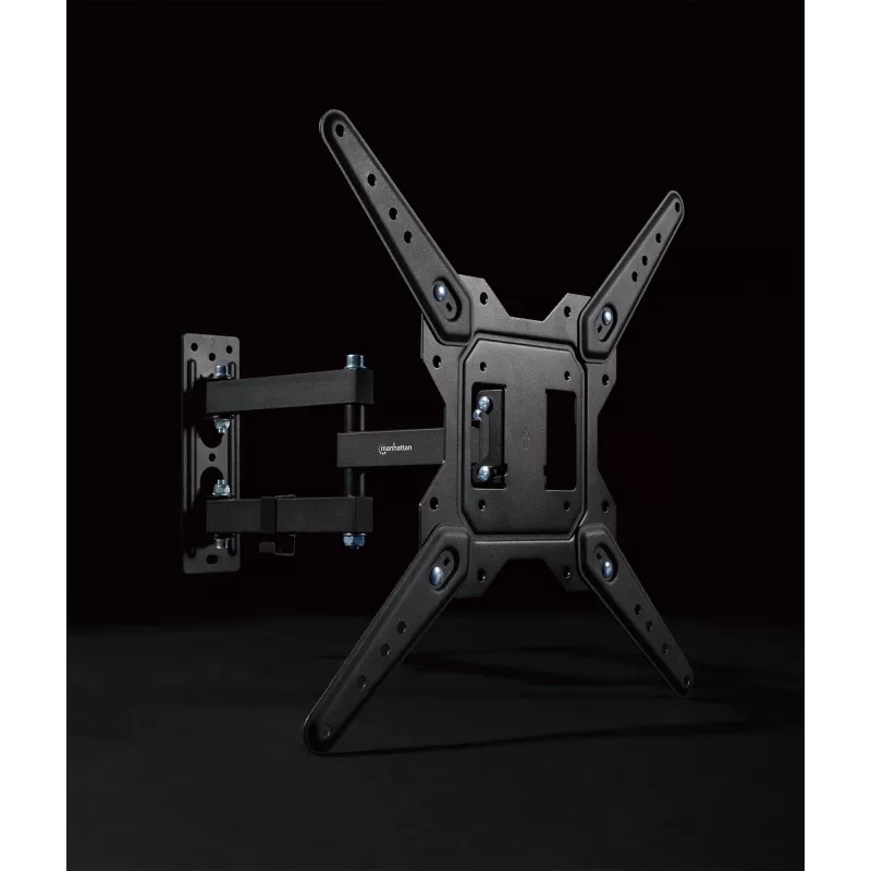 Soporte de pared Manhattan para TV y monitores (movimiento completo), para pantallas de 32 inch a 55 inch, compatibilidad VESA: cualquier medida entre 100x100 mm y 400x400 mm – comprueba las dimensiones de los cuatro orificios de montaje en la parte trasera de la pantalla para asegurarte de que encaja, máx. 30 kg, negro, soporte