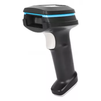 Lector de códigos de barras 2D de mano inalámbrico Manhattan, profundidad de escaneo 250 mm, alcance efectivo de hasta 80 m (línea de visión), luz ambiental máx. 100.000 lux (luz solar), negro, cable de carga (USB-A a USB-C al dispositivo) 1 m incluido, tres años de garantía