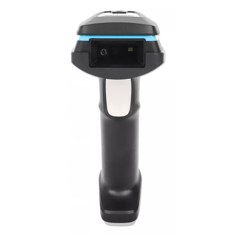 Lector de códigos de barras 2D de mano inalámbrico Manhattan, profundidad de escaneo 250 mm, alcance efectivo de hasta 80 m (línea de visión), luz ambiental máx. 100.000 lux (luz solar), negro, cable de carga (USB-A a USB-C al dispositivo) 1 m incluido, tres años de garantía