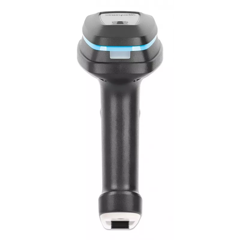 Lector de códigos de barras 2D de mano inalámbrico Manhattan, profundidad de escaneo 250 mm, alcance efectivo de hasta 80 m (línea de visión), luz ambiental máx. 100.000 lux (luz solar), negro, cable de carga (USB-A a USB-C al dispositivo) 1 m incluido, tres años de garantía